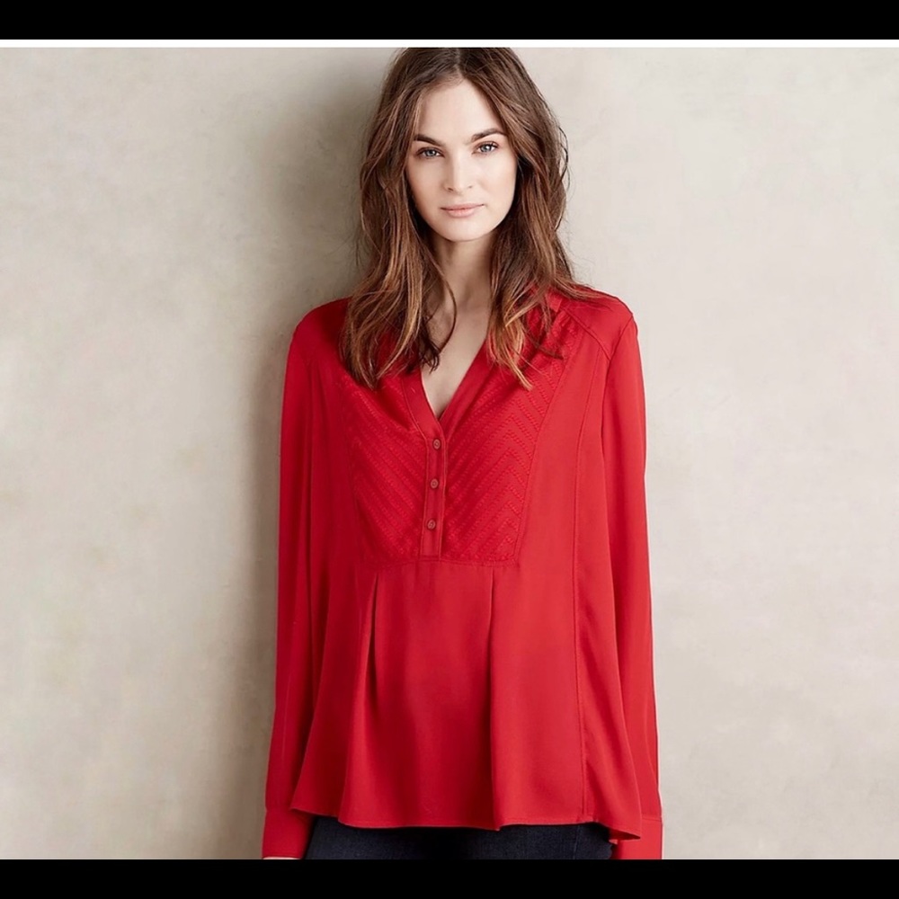 Maeve by Anthropologie Red Blouse